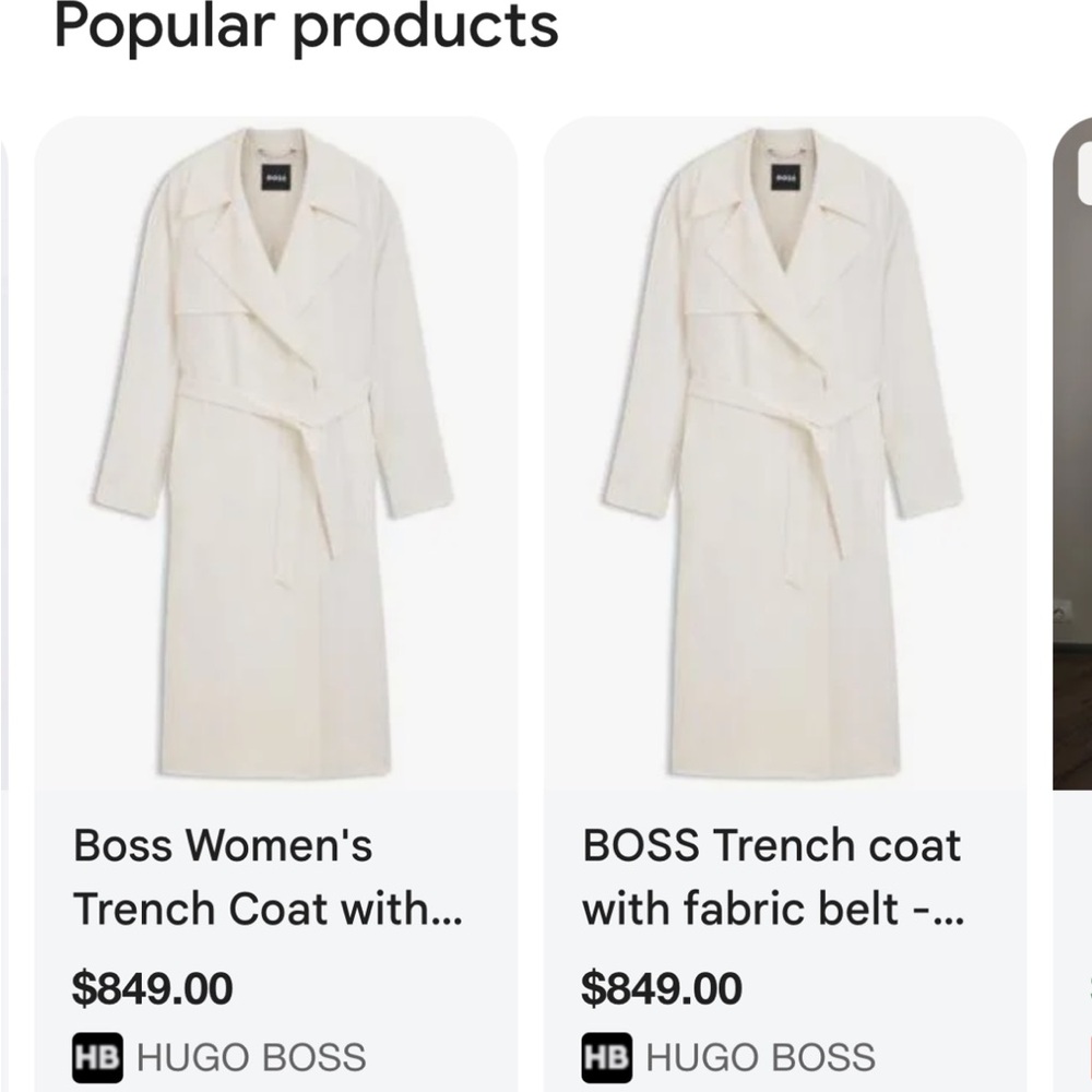 Hugo Boss Off-White Double-Breasted Trench Coat Size 6 - Picture 2 of 6